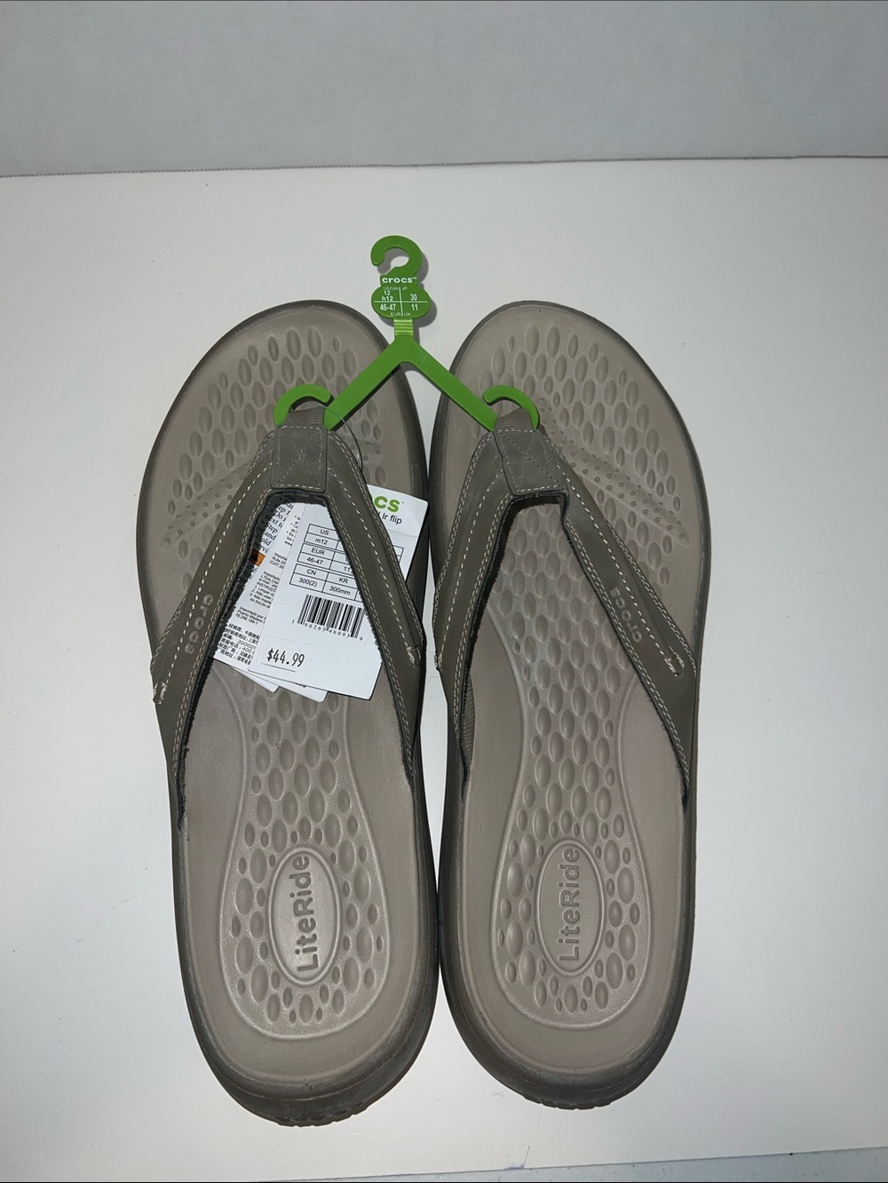 CROCS Men’s Taupe Gray Flip-Flop Sandals